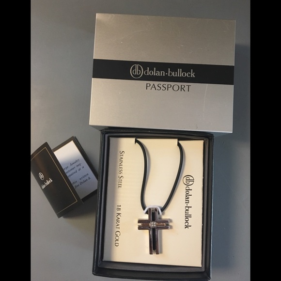 Mens Dolan Bullock CROSS Pendant 18K Gold Diamonds S-Steel Onyx in orig Box - Picture 5 of 14